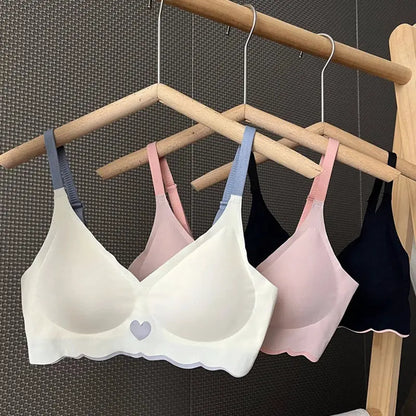 French Color Contrast Seamless Underwear Women Adjustable Beauty Back Bra Intimates Gather No Steel Ring Sports Anti-Sagging Bra by All Mart Bristol Ltd