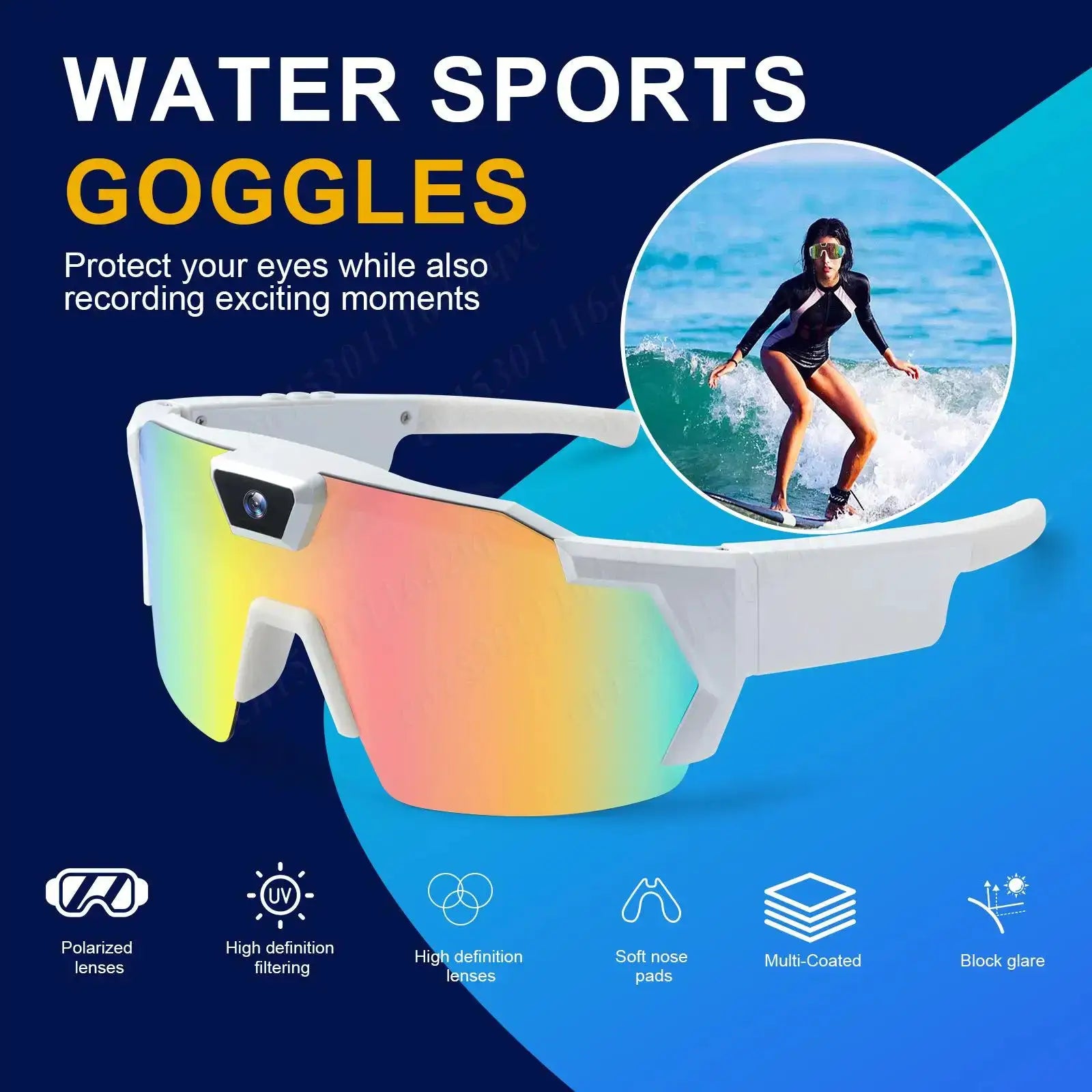 4K HD 1080P POV Sports Glasses with Camera 16GB Action Sunglasses Video Recording Glasses for Outdoor Activity Cycling Hiking by All Mart Bristol Ltd