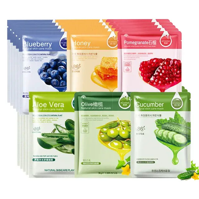 10pcs Natural Plant Facial Mask Moisturizing Oil Control Anti-Aging Fruit Aloe Korean Sheet Face Mask Beauty Skin Care Prodcuts by All Mart Bristol Ltd