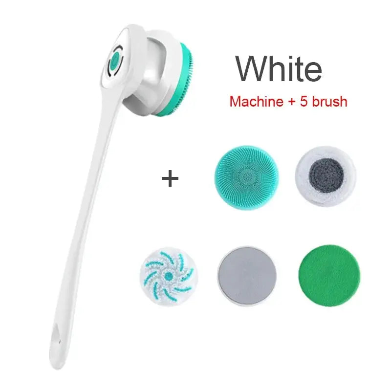 Electric 5-in-1 Rechargeable Body Cleaning Bath Brush Set by All Mart Bristol Ltd