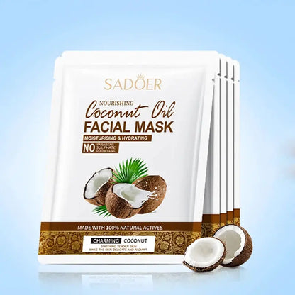 5pcs SADOER Coconut Face Mask Facial skincare Moisturizing Anti Wrinkle Hydrating Whitenting Facial Masks Face Skin Care by All Mart Bristol Ltd