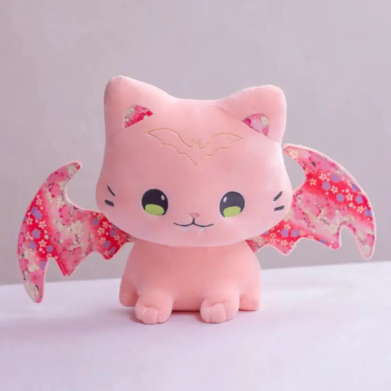 Cute Pink Japanese Sakura Cat Flying Wings Bat Plush Toy Stuffed Purple Bats Plushies for Birthday Gift by All Mart Bristol Ltd