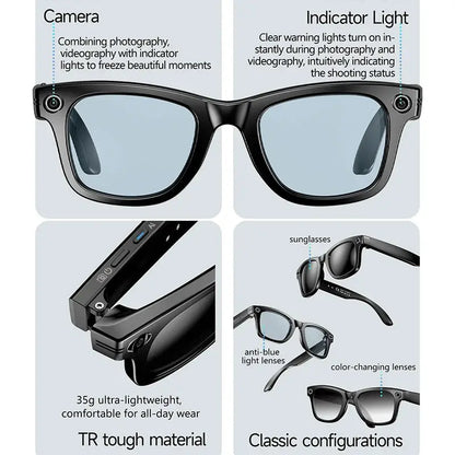 2025 New 8MP Camera Glasses Men Color-Changing AI Smart Bluetooth Glasses Photo Video Recording Waterproof Call Smart Sunglasses by All Mart Bristol Ltd