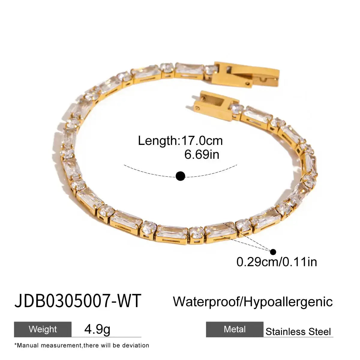 Uworld Minimalist Classic 18K Gold Color Plated Stainless Steel White Rhinestone Paper Clip Hollow Bracelet Stackable Geometric by All Mart Bristol Ltd