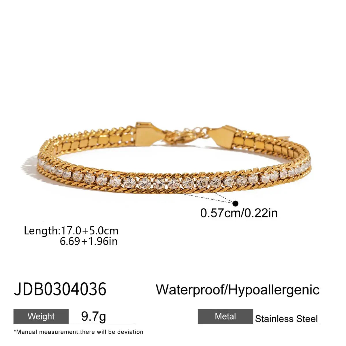 Uworld Minimalist Classic 18K Gold Color Plated Stainless Steel White Rhinestone Paper Clip Hollow Bracelet Stackable Geometric by All Mart Bristol Ltd