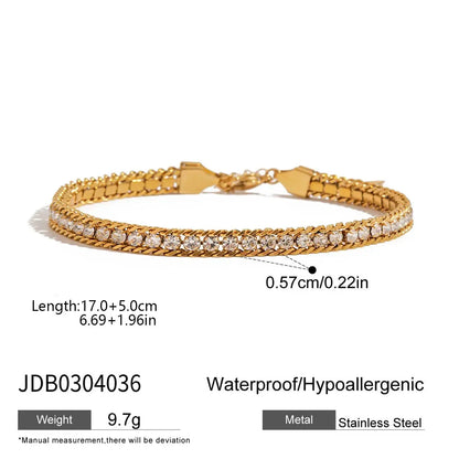 Uworld Minimalist Classic 18K Gold Color Plated Stainless Steel White Rhinestone Paper Clip Hollow Bracelet Stackable Geometric by All Mart Bristol Ltd