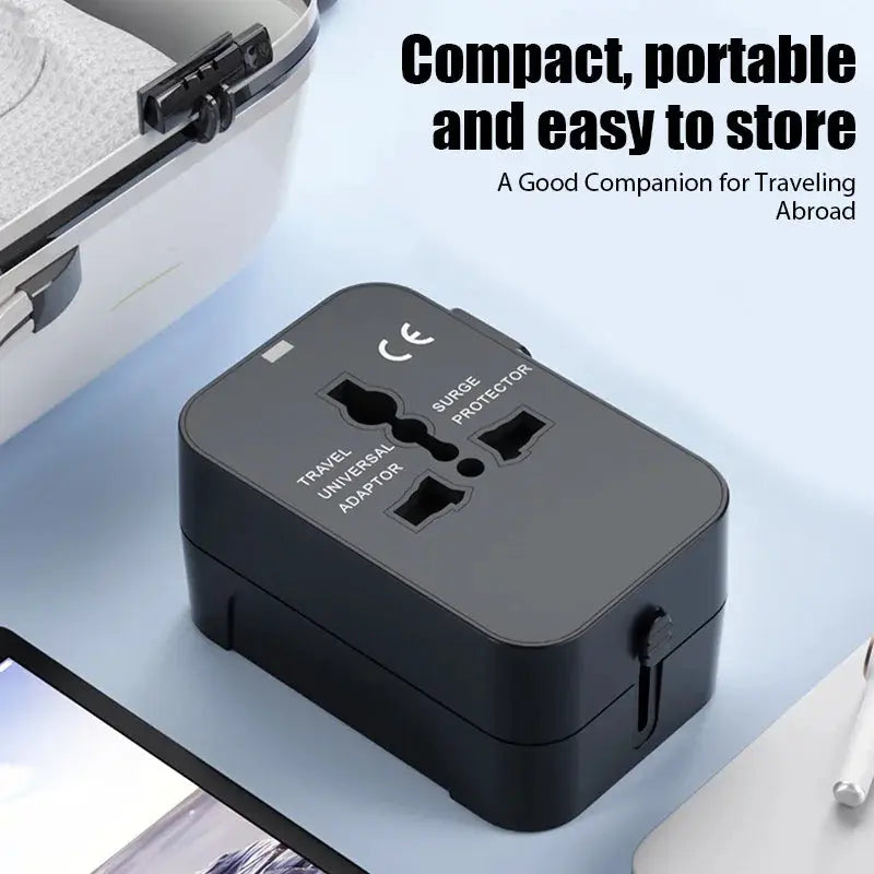Portable Universal Travel Adapter with 2 USB Ports 2.1A Fast Charger All-in-one Travel Adapter EU/UK/USA/AUS Plug for Travel by All Mart Bristol Ltd