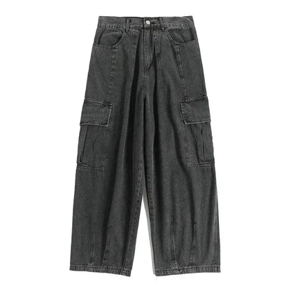 Baggy Jeans Men's Oversize Cargo Korean Black Wide Pants Streetwear Hip Hop Harajuku Male Fashion Straight Denim Pants by All Mart Bristol Ltd