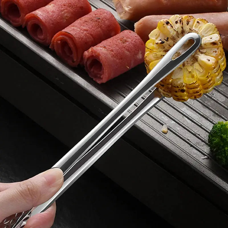 2Pcs Kitchen Tongs Barbecue Grill Tongs Stainless Steel Cooking Tweezers Chef Food Meat Tongs Clip BBQ Tools Kitchen Accessories by All Mart Bristol Ltd