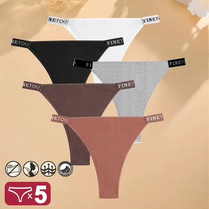 5PCS/Set Sexy Lingerie Women Cotton Panties Finetoo Letter Low Waist Female Briefs Underwear Comfort Underpants Women Intimates by All Mart Bristol Ltd