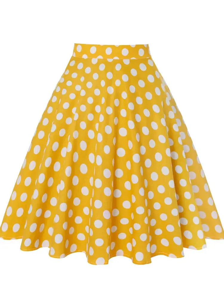 2025 Summer Midi Skirt Runway Vintage Rockabilly Sundress Red Womens Sexy Pinup 50S Cotton Polka Dot Pattern Skater Streetwear by All Mart Bristol Ltd