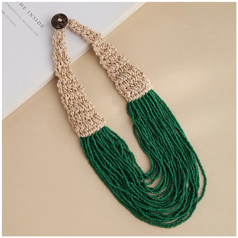 KAYMEN Fashion Handmade Small Beaded Strands Necklace Statement Bohemia Choker Necklace Multi Layers Jewelry Accessory Gifts by All Mart Bristol Ltd