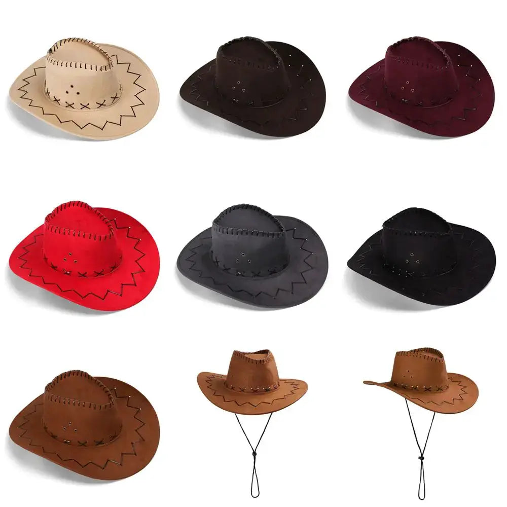 Women Men Cowboy Hat Western Suede Cowgirl Hats Fashion West Fancy Dress Party Headwear Unisex Cap by All Mart Bristol Ltd