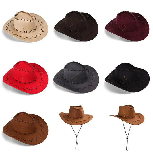 Women Men Cowboy Hat Western Suede Cowgirl Hats Fashion West Fancy Dress Party Headwear Unisex Cap by All Mart Bristol Ltd