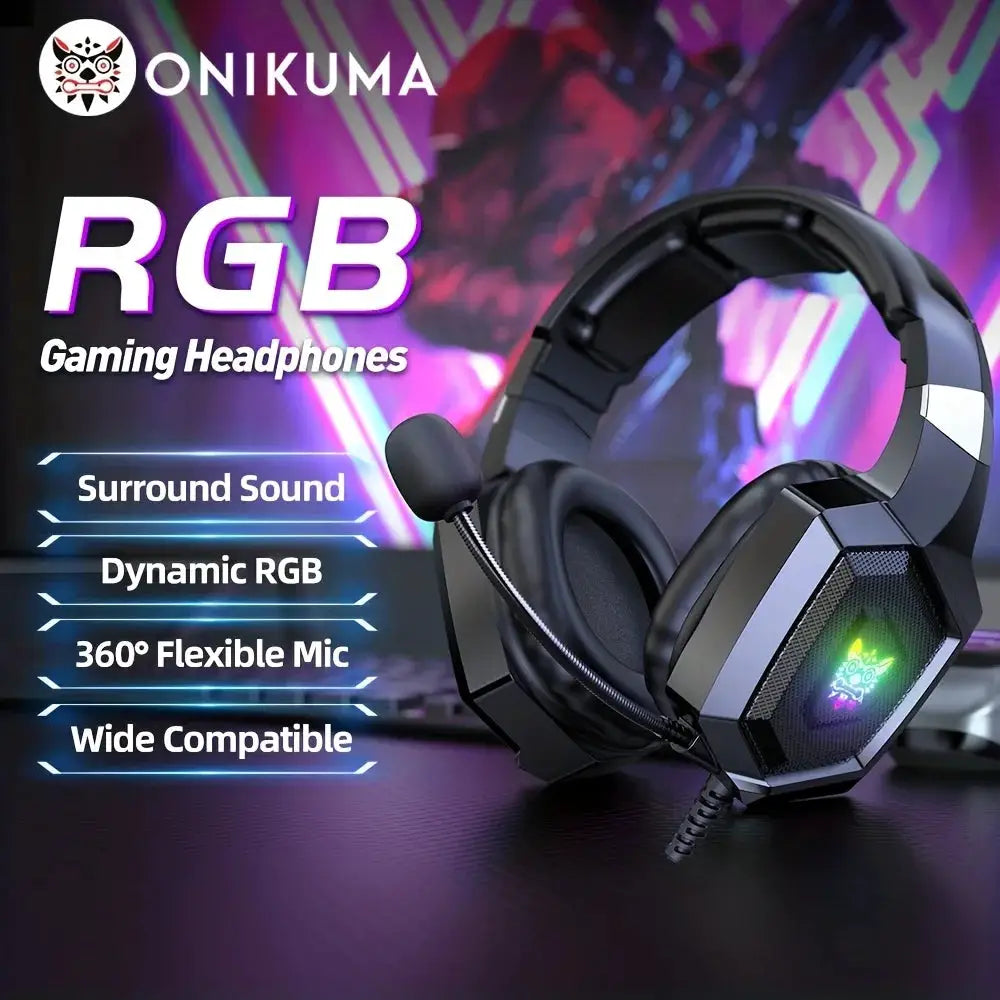 ONIKUMA Professional Gaming Headset Gaming Set RGB Lighting Mouse or Keyboard or Headset Stand or Wired Headset by All Mart Bristol Ltd