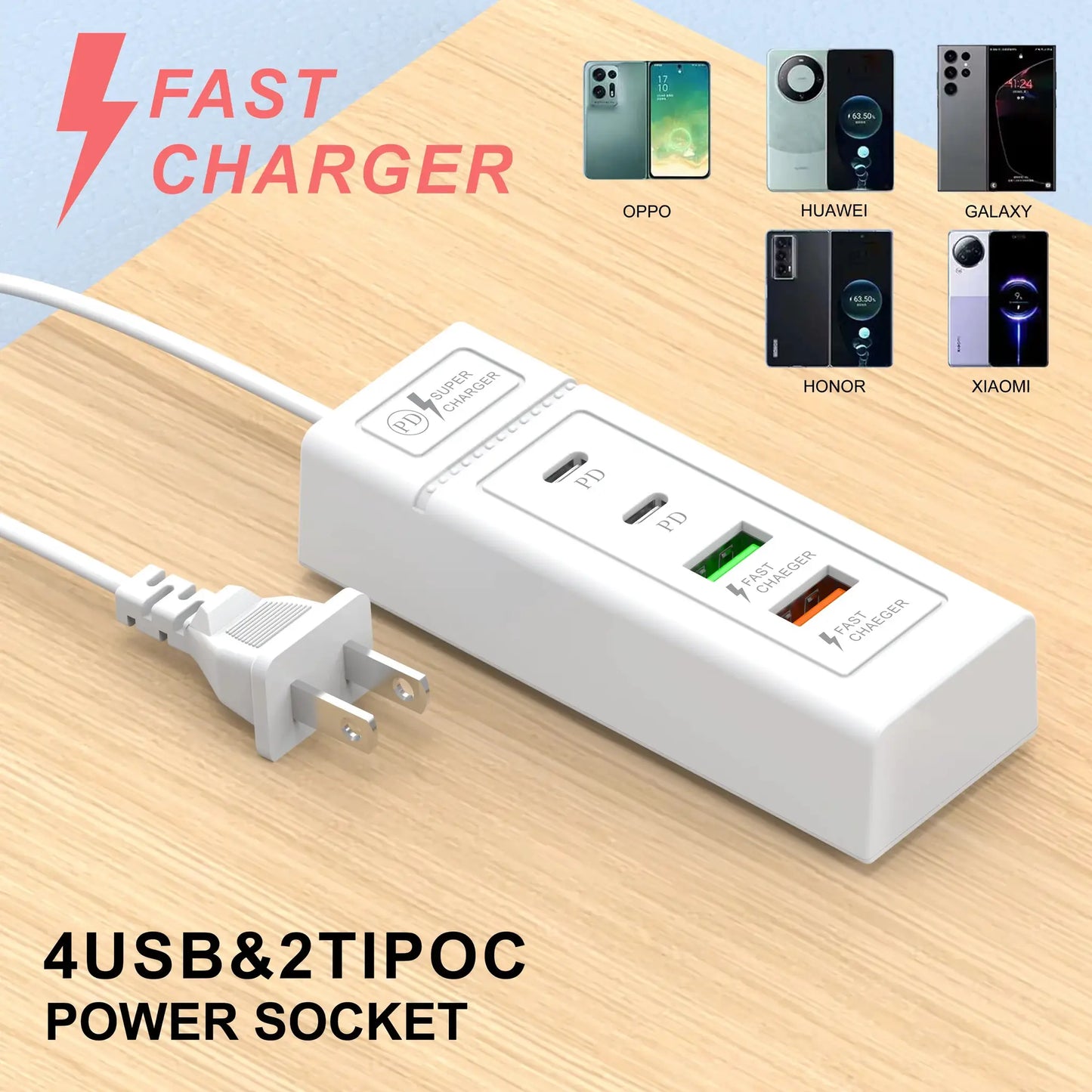4 Ports USB Fast Charging Charger Type C Wall Charger For iPhone Samsung Xiaomi Huawei Phone Charger EU/US/UK Plug Power Adapter by All Mart Bristol Ltd