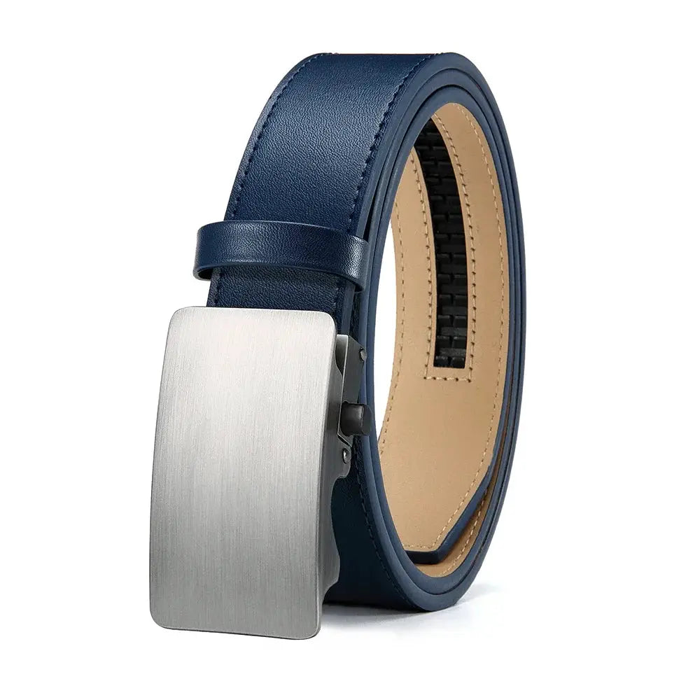 Men's Premium Leather Leather Smooth Ratchet Business Belt Men's Dress and Casual Daily Adjustable Buckle, Tailored To Fit by All Mart Bristol Ltd