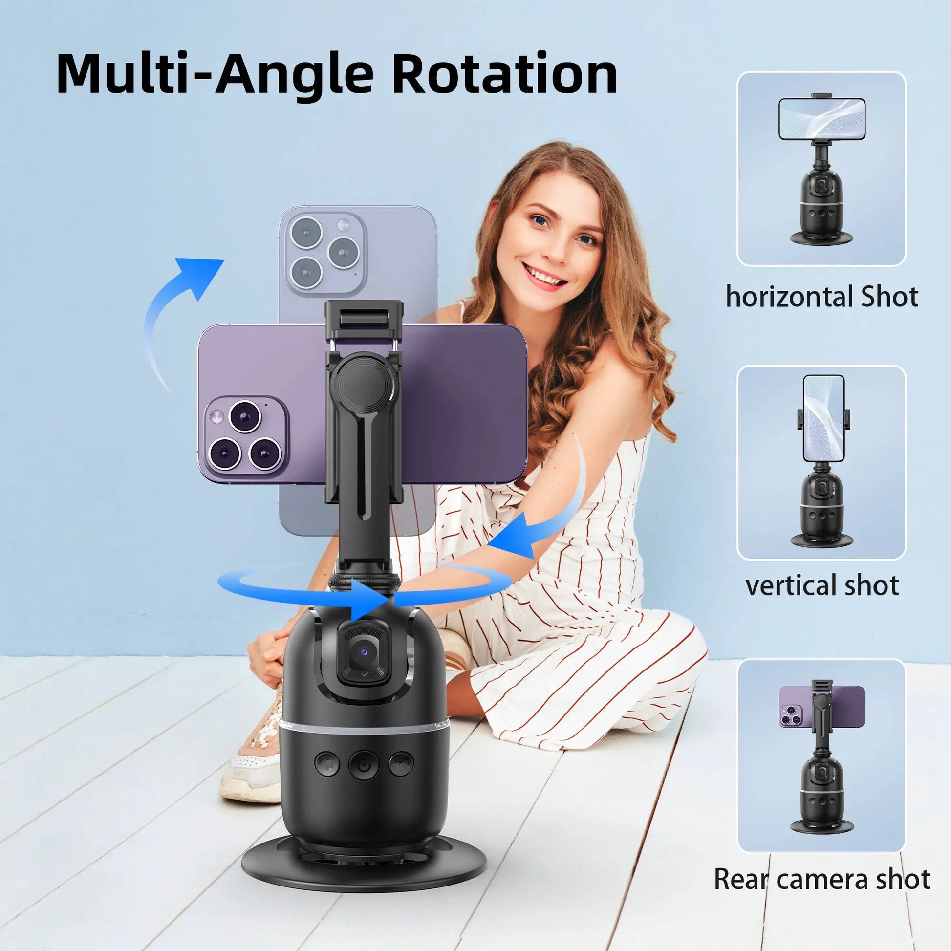 P03 Stabilizer 360°Auto Smart Face Tracking AI Gimbal Desktop Cell Phone Holder Tripod For Camera Smartphone Video Vlog Live by All Mart Bristol Ltd