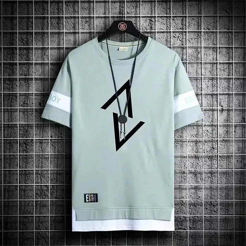 Hot selling new men's casual sports set fashionable and trendy printed versatile round neck T-shirt+sports pants two-piece set by All Mart Bristol Ltd