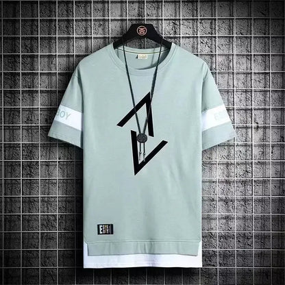 Hot selling new men's casual sports set fashionable and trendy printed versatile round neck T-shirt+sports pants two-piece set by All Mart Bristol Ltd