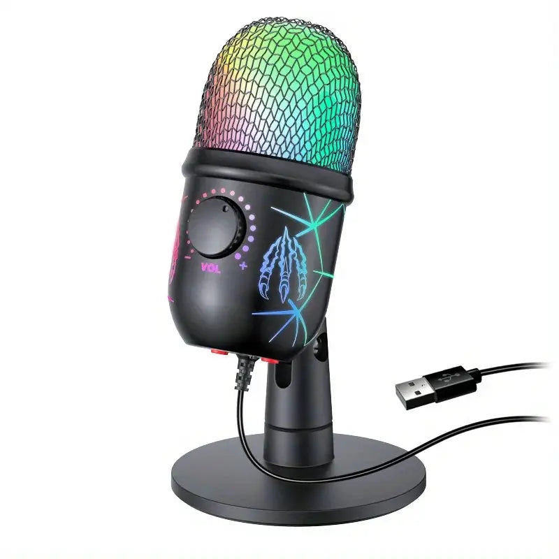 USB Microphone for Live Streaming Karaoke V5 Noise Cancelling Gaming Condenser Microphone with Mobile Phone Standphon by All Mart Bristol Ltd