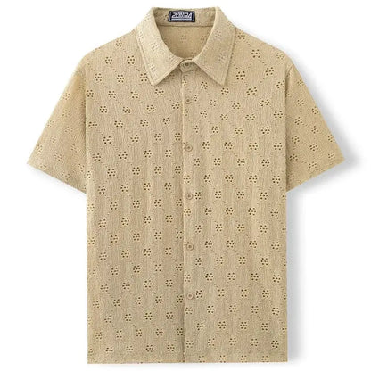 Jacquard Fabric Cuban Collar Short-sleeved Shirts【 Luxury Men's Wear 】 High-quality Business Casual Shirts for Men in Summer by All Mart Bristol Ltd