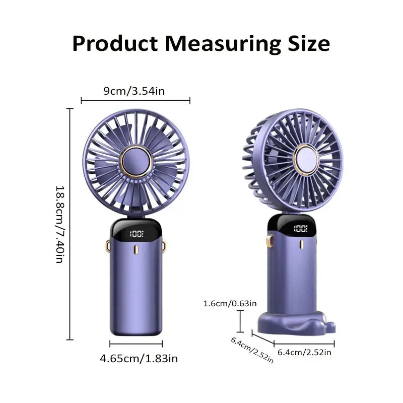 2024 New 1800mAh Portable Fan Rechargeable 90° Foldable Fan Mini Air Conditioner Small Fan Air Cooler with LED Digital Display by All Mart Bristol Ltd