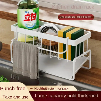 Stainless Steel Kitchen Sink Sponge and Dishcloth Drainage Rack by All Mart Bristol Ltd