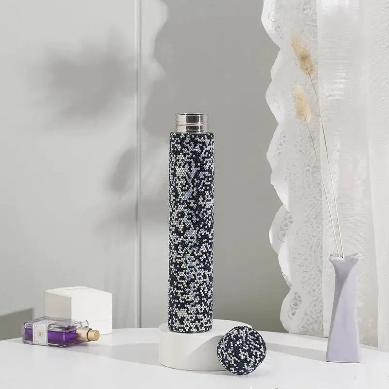Creative Bling Slender Vacuum Flask Stainless Steel Water Bottle Tumbler Thermos Rhinestone Travel Portable Insulated Cup Mug by All Mart Bristol Ltd