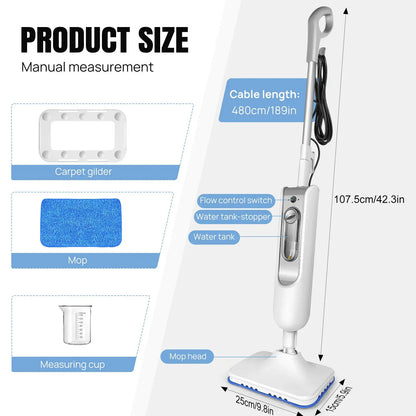 12 IN 1 Electric Steam Mop with 120 Degree Rotatable Head for Floor Cleaning,5000W Steam Cleaner 400ML Water Tank Handheld Mop by All Mart Bristol Ltd