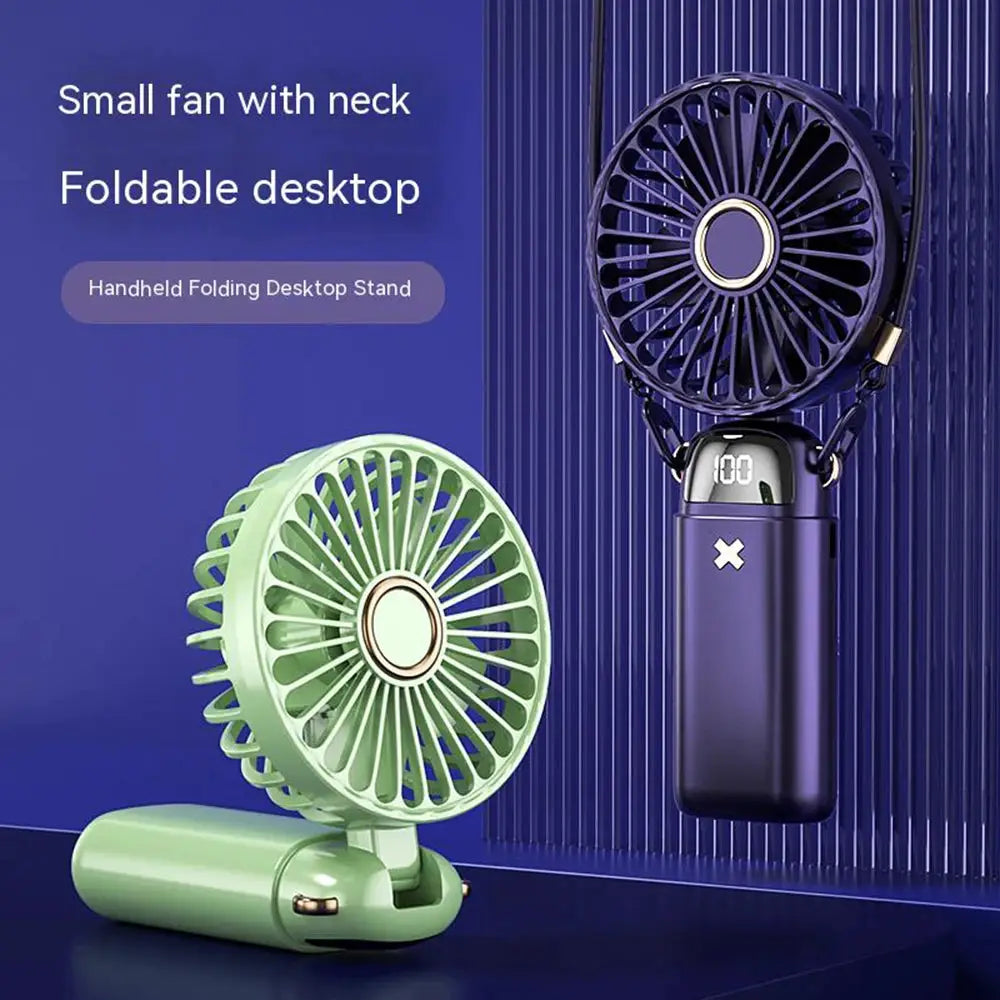 Hot Sell Handheld Mini Fan Foldable Portable Neck Hanging Fans 5 Speed USB Rechargeable Fan with Phone Stand and Display Screen by All Mart Bristol Ltd