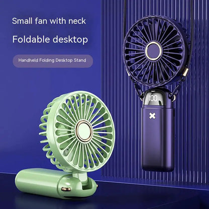 Hot Sell Handheld Mini Fan Foldable Portable Neck Hanging Fans 5 Speed USB Rechargeable Fan with Phone Stand and Display Screen by All Mart Bristol Ltd