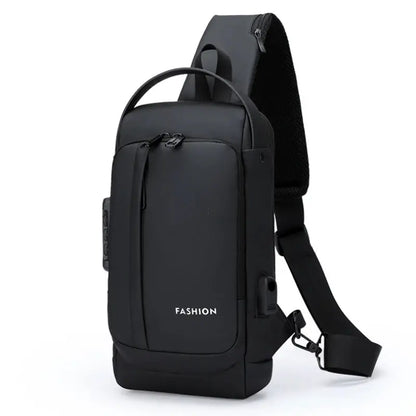 Men Anti Theft Chest Bag Shoulder Bags USB Charging Crossbody Package School Short Trip Messengers Bags Men's Oxford Sling Pack by All Mart Bristol Ltd