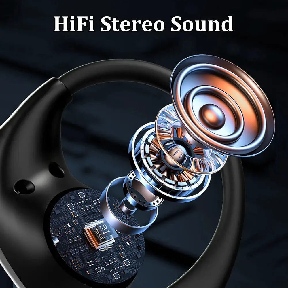 Bluetooth 5.4 Ear Hook Headphones TWS Wireless Earphones HiFi Stereo Waterproof Headsets LED Display Long Standby Touch Earbuds by All Mart Bristol Ltd