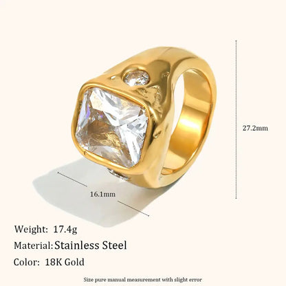 La. Muses Luxury Shiny Round Zircon Irregular Stainless Steel Women's Ring PVD Gold Plated Fashion Jewelry Accessories by All Mart Bristol Ltd