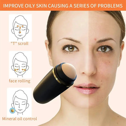 Face Oil Absorbent Volcanic Roller Portable Reusable Oil Control On the Go Instant Results Remove Excess Shine for Oily Skin by All Mart Bristol Ltd