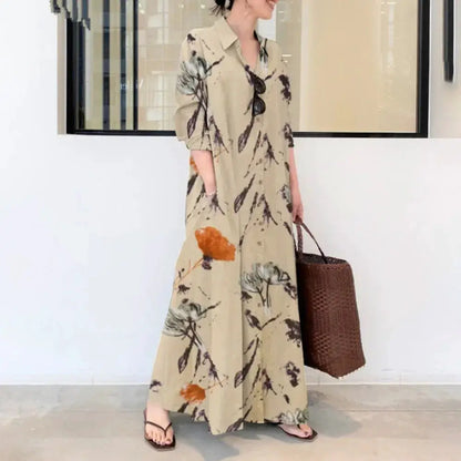 Fashion Cotton Linen Women Dress Maxi Ethnic Style Streetwear Elegant Vestidos Casual Vintage Loose Long Dresses Woman Clothes by All Mart Bristol Ltd