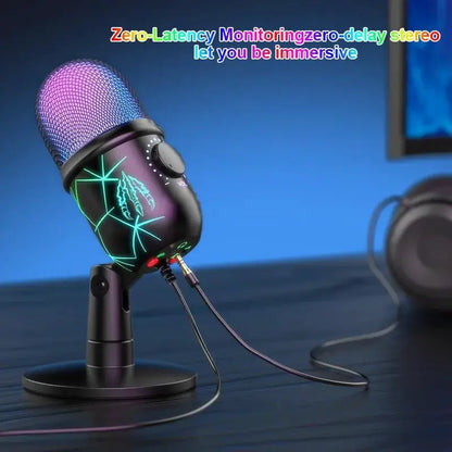 USB Microphone for Live Streaming Karaoke V5 Noise Cancelling Gaming Condenser Microphone with Mobile Phone Standphon by All Mart Bristol Ltd