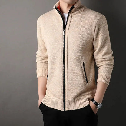 Men's Stand-up Collar Knit Sweater Autumn Winter New Cardigan Tops Korean Slim Solid Color Sweatercoat Jacket by All Mart Bristol Ltd