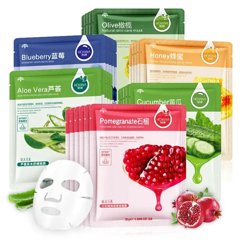 30pcs Fresh Fruits Facial Masks Face skincare Moisturizing Firming Hydrating Korean Face Mask Facial Skin Care Prodcuts by All Mart Bristol Ltd