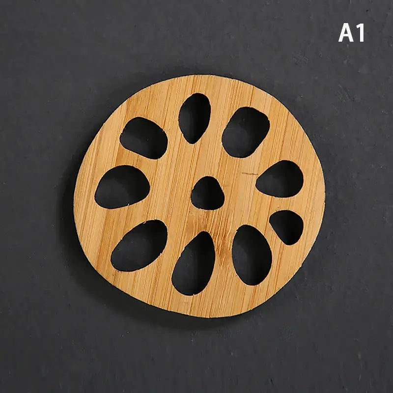 Creative Lotus Flower Drink Coasters Wooden Round Cup Mat Table Mat Tea Coffee Mug Placemat Home Decoration Kitchen Accessories by All Mart Bristol Ltd