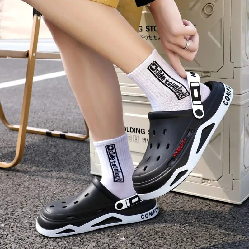 Mens Trendy Cave Shoes Summer Outer Wear Cartoon Fashion Home Home Couple Non-slip Cave Sandals Beach Baotou Slippers Mens by All Mart Bristol Ltd