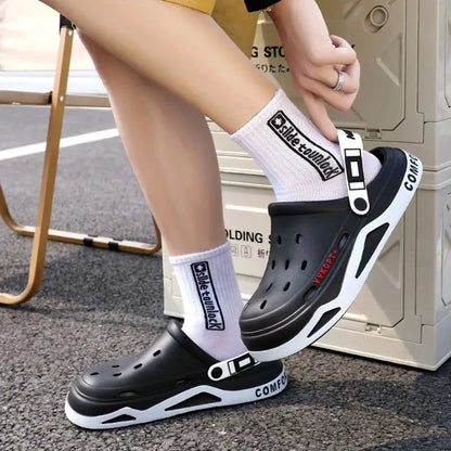 Mens Trendy Cave Shoes Summer Outer Wear Cartoon Fashion Home Home Couple Non-slip Cave Sandals Beach Baotou Slippers Mens by All Mart Bristol Ltd