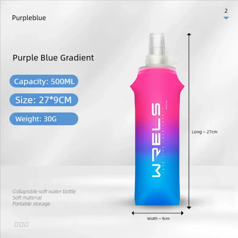 Sport Water Bottle TPU Folding Soft Flask Drink Portable Water Bottle High Flow Running Hiking Bicycle Fitness Water Bag by All Mart Bristol Ltd