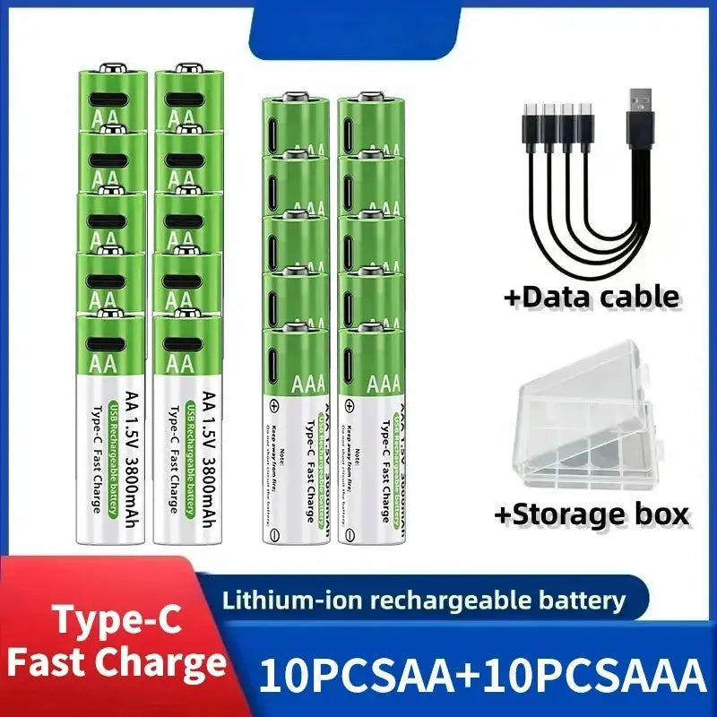 2025NEW Lithium-Ion Battery Type-C Rechargeable High-Capacity Battery AA&AAA Battery For remote control, mouse, electric toys by All Mart Bristol Ltd