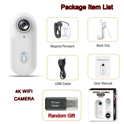 4K HD Mini Vlog Camera with WiFi Wireless Portable Action Body Cam for Sports Travel Photography Pocket Sized Video Recorder by All Mart Bristol Ltd