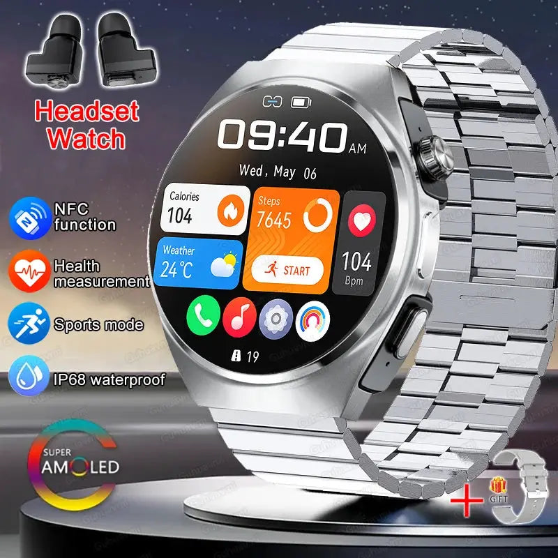 For Man Women New 2 in 1 Smart Watch With Earbuds Smartwatch TWS Bluetooth Earphone Heart Rate Blood Oxygen Monitor Sports Watch by All Mart Bristol Ltd