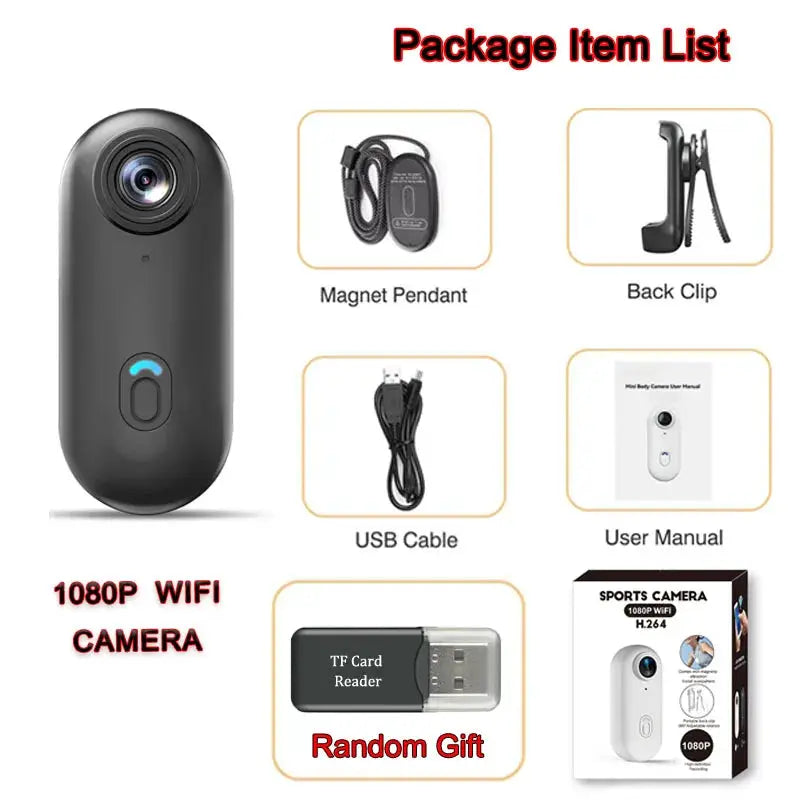 4K HD Mini Vlog Camera with WiFi Wireless Portable Action Body Cam for Sports Travel Photography Pocket Sized Video Recorder by All Mart Bristol Ltd