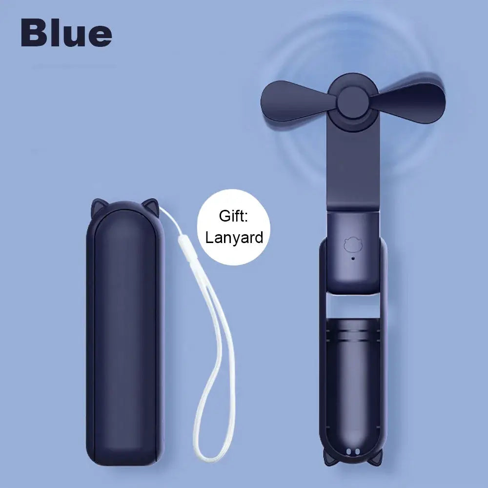 Portable Mini Handheld Fan Small Pocket Fan USB Rechargeable Battery Fan Folding Cooling Hand Fan Mini USB Fan with Power Bank by All Mart Bristol Ltd