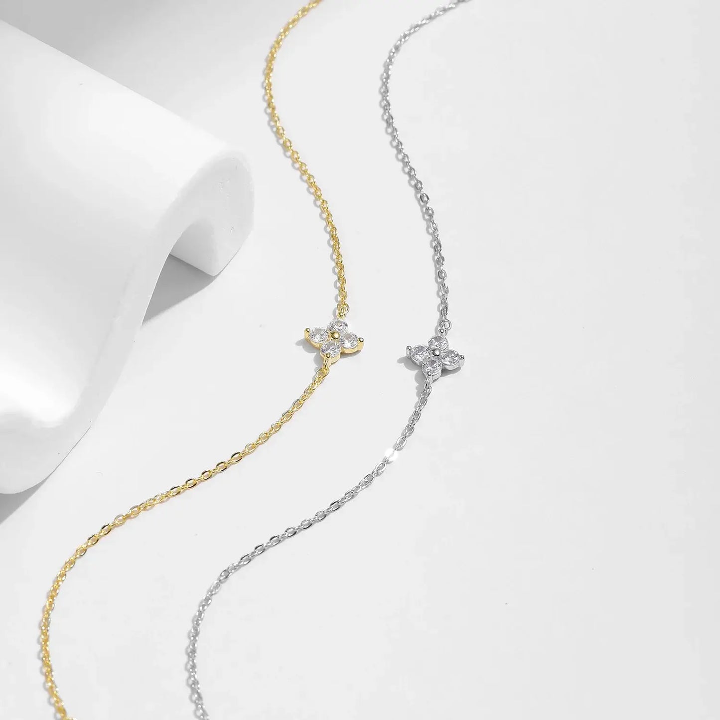 MODIAN 925 Sterling Silver Stackable Four Leaf Clover CZ Bracelet For White Gold Plated Link Chain Women Party Fine Jewelry by All Mart Bristol Ltd